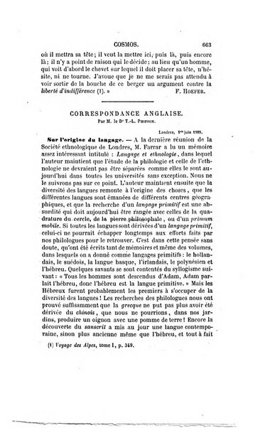 Le cosmos revue encyclopedique hebdomadaire des progres des sciences et de leurs applications aux arts et a l'industrie