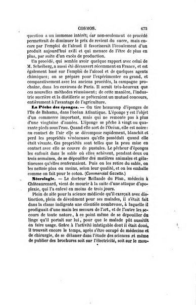 Le cosmos revue encyclopedique hebdomadaire des progres des sciences et de leurs applications aux arts et a l'industrie