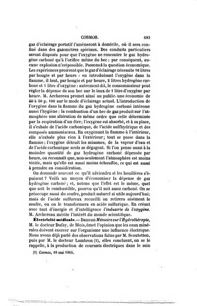 Le cosmos revue encyclopedique hebdomadaire des progres des sciences et de leurs applications aux arts et a l'industrie