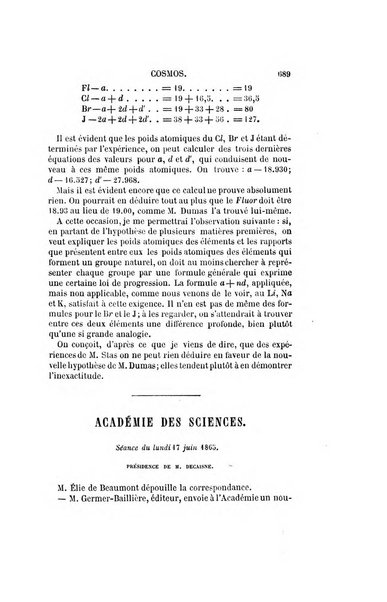 Le cosmos revue encyclopedique hebdomadaire des progres des sciences et de leurs applications aux arts et a l'industrie