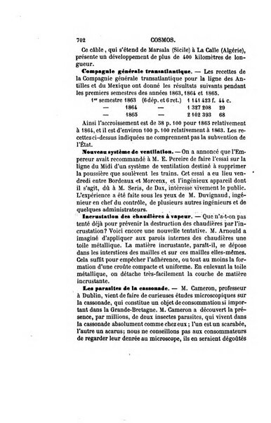 Le cosmos revue encyclopedique hebdomadaire des progres des sciences et de leurs applications aux arts et a l'industrie