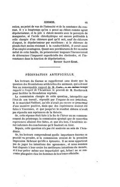 Le cosmos revue encyclopedique hebdomadaire des progres des sciences et de leurs applications aux arts et a l'industrie