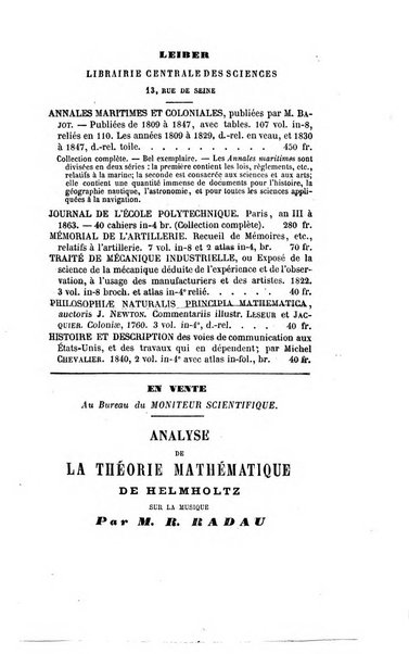 Le cosmos revue encyclopedique hebdomadaire des progres des sciences et de leurs applications aux arts et a l'industrie