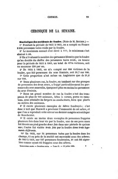 Le cosmos revue encyclopedique hebdomadaire des progres des sciences et de leurs applications aux arts et a l'industrie