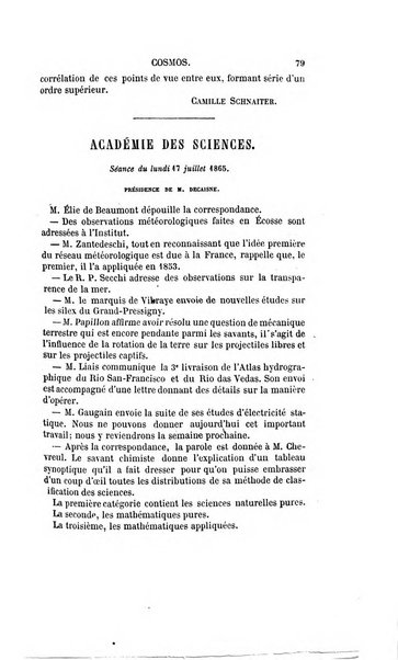 Le cosmos revue encyclopedique hebdomadaire des progres des sciences et de leurs applications aux arts et a l'industrie