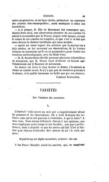 Le cosmos revue encyclopedique hebdomadaire des progres des sciences et de leurs applications aux arts et a l'industrie