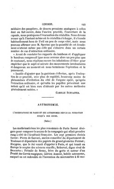 Le cosmos revue encyclopedique hebdomadaire des progres des sciences et de leurs applications aux arts et a l'industrie