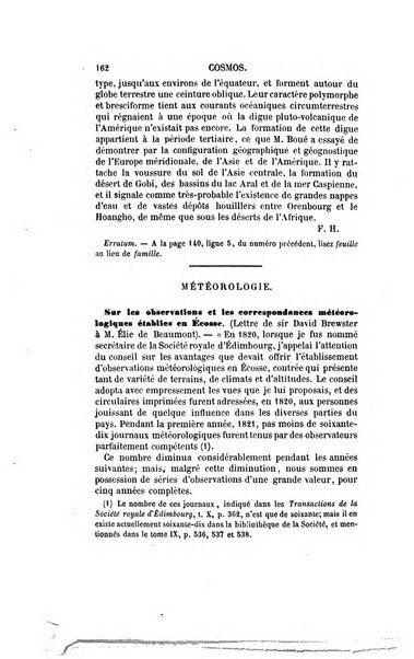 Le cosmos revue encyclopedique hebdomadaire des progres des sciences et de leurs applications aux arts et a l'industrie