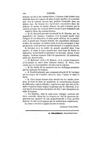 Le cosmos revue encyclopedique hebdomadaire des progres des sciences et de leurs applications aux arts et a l'industrie