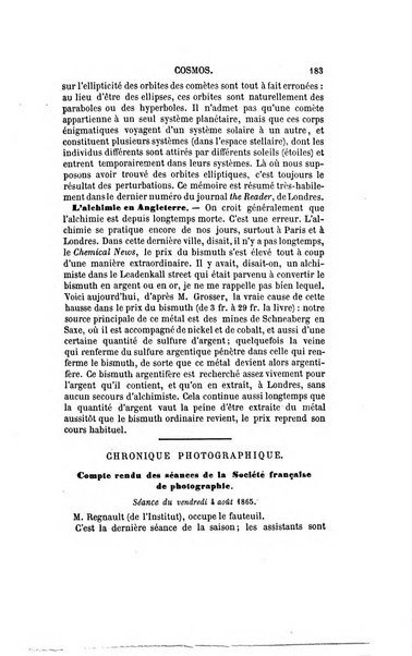 Le cosmos revue encyclopedique hebdomadaire des progres des sciences et de leurs applications aux arts et a l'industrie