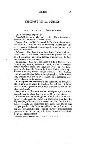 Le cosmos revue encyclopedique hebdomadaire des progres des sciences et de leurs applications aux arts et a l'industrie