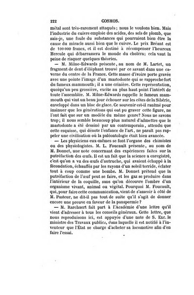 Le cosmos revue encyclopedique hebdomadaire des progres des sciences et de leurs applications aux arts et a l'industrie