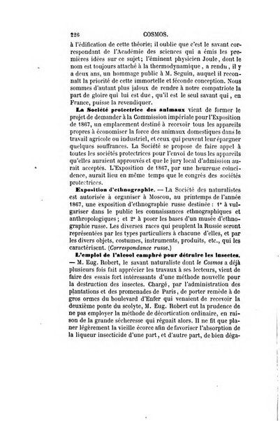 Le cosmos revue encyclopedique hebdomadaire des progres des sciences et de leurs applications aux arts et a l'industrie