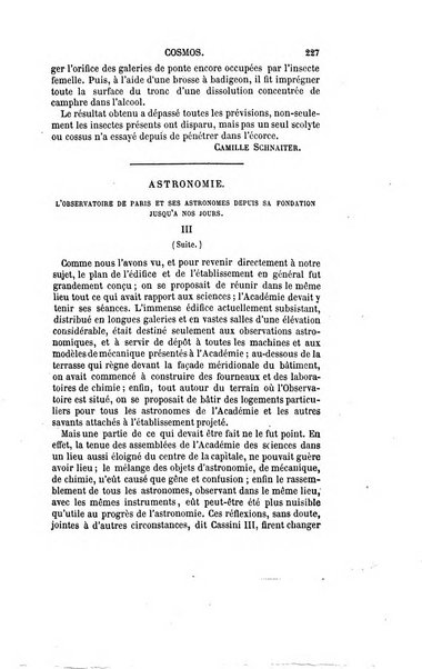 Le cosmos revue encyclopedique hebdomadaire des progres des sciences et de leurs applications aux arts et a l'industrie