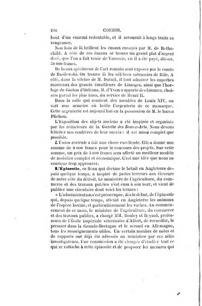 Le cosmos revue encyclopedique hebdomadaire des progres des sciences et de leurs applications aux arts et a l'industrie