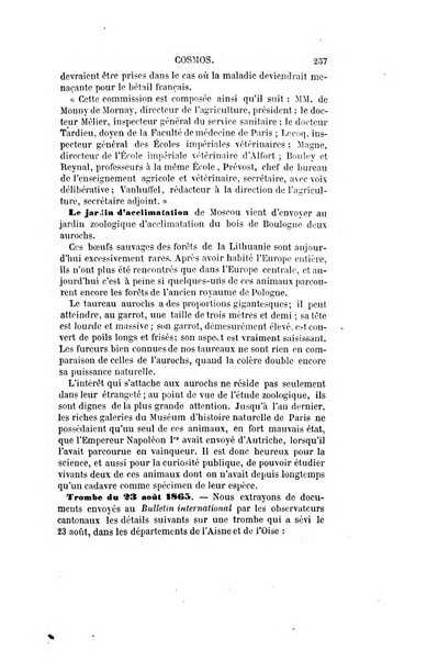 Le cosmos revue encyclopedique hebdomadaire des progres des sciences et de leurs applications aux arts et a l'industrie