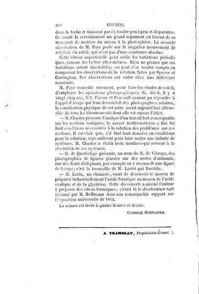 Le cosmos revue encyclopedique hebdomadaire des progres des sciences et de leurs applications aux arts et a l'industrie