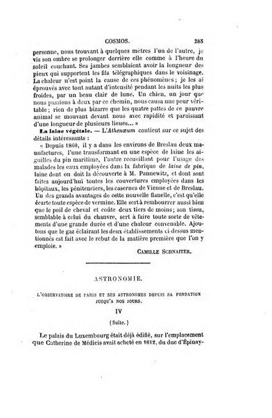 Le cosmos revue encyclopedique hebdomadaire des progres des sciences et de leurs applications aux arts et a l'industrie