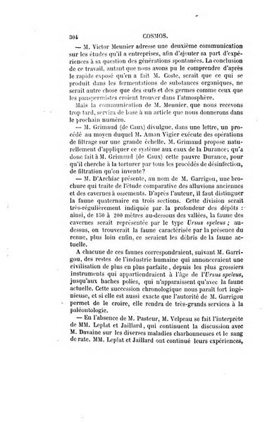 Le cosmos revue encyclopedique hebdomadaire des progres des sciences et de leurs applications aux arts et a l'industrie