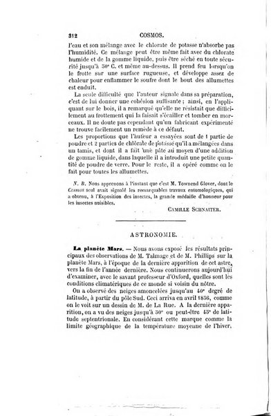 Le cosmos revue encyclopedique hebdomadaire des progres des sciences et de leurs applications aux arts et a l'industrie