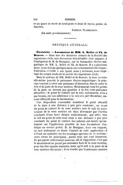 Le cosmos revue encyclopedique hebdomadaire des progres des sciences et de leurs applications aux arts et a l'industrie