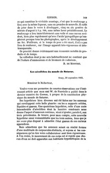 Le cosmos revue encyclopedique hebdomadaire des progres des sciences et de leurs applications aux arts et a l'industrie