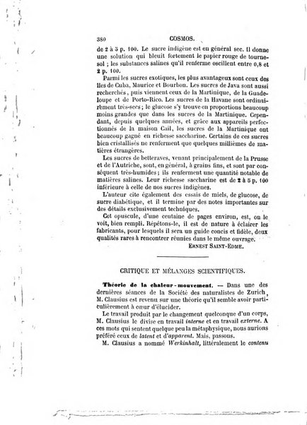 Le cosmos revue encyclopedique hebdomadaire des progres des sciences et de leurs applications aux arts et a l'industrie