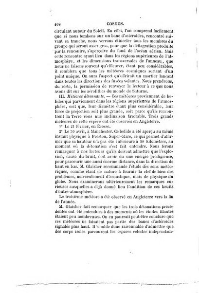 Le cosmos revue encyclopedique hebdomadaire des progres des sciences et de leurs applications aux arts et a l'industrie