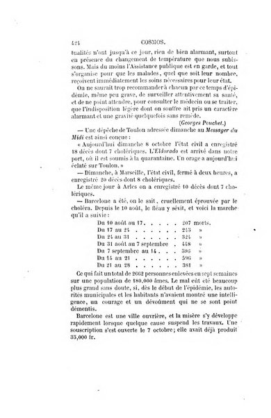 Le cosmos revue encyclopedique hebdomadaire des progres des sciences et de leurs applications aux arts et a l'industrie