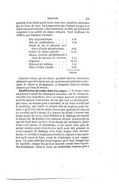 Le cosmos revue encyclopedique hebdomadaire des progres des sciences et de leurs applications aux arts et a l'industrie