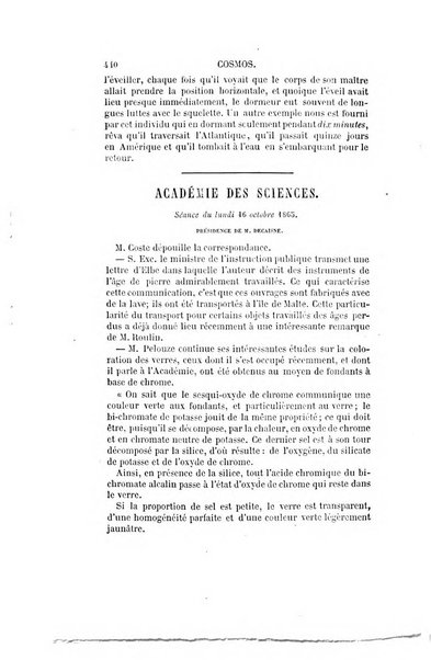 Le cosmos revue encyclopedique hebdomadaire des progres des sciences et de leurs applications aux arts et a l'industrie