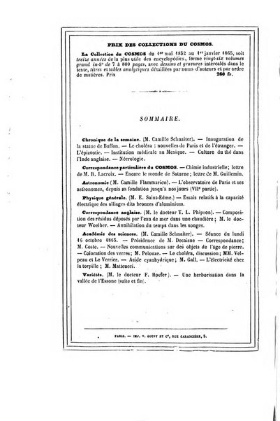 Le cosmos revue encyclopedique hebdomadaire des progres des sciences et de leurs applications aux arts et a l'industrie