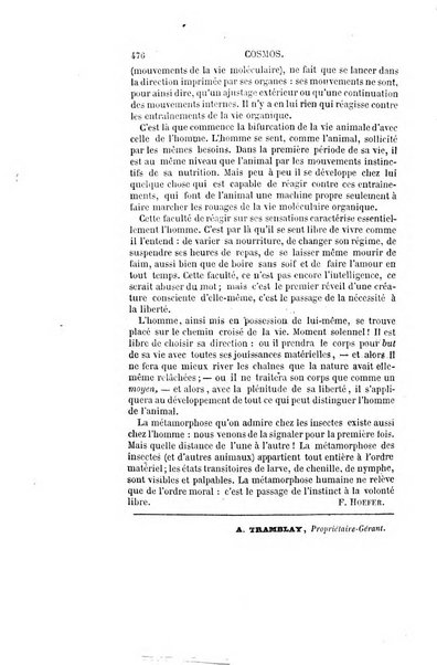 Le cosmos revue encyclopedique hebdomadaire des progres des sciences et de leurs applications aux arts et a l'industrie