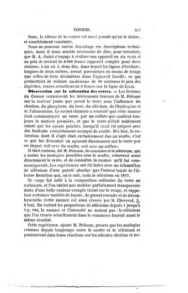 Le cosmos revue encyclopedique hebdomadaire des progres des sciences et de leurs applications aux arts et a l'industrie