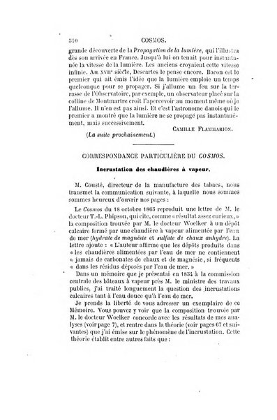 Le cosmos revue encyclopedique hebdomadaire des progres des sciences et de leurs applications aux arts et a l'industrie