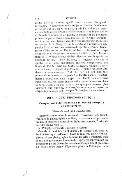 Le cosmos revue encyclopedique hebdomadaire des progres des sciences et de leurs applications aux arts et a l'industrie