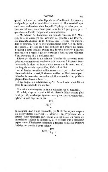 Le cosmos revue encyclopedique hebdomadaire des progres des sciences et de leurs applications aux arts et a l'industrie