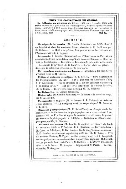 Le cosmos revue encyclopedique hebdomadaire des progres des sciences et de leurs applications aux arts et a l'industrie