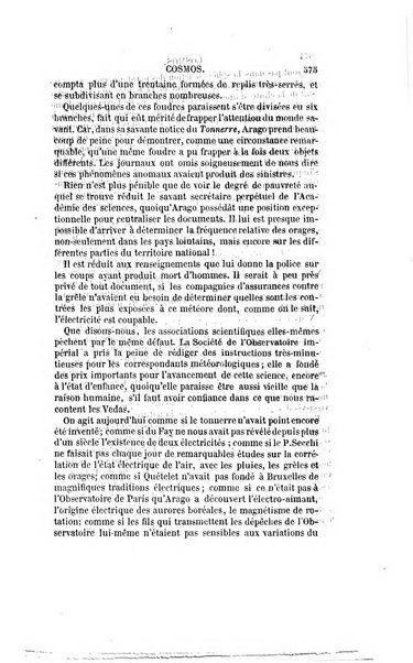 Le cosmos revue encyclopedique hebdomadaire des progres des sciences et de leurs applications aux arts et a l'industrie