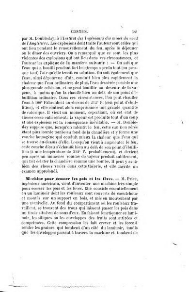 Le cosmos revue encyclopedique hebdomadaire des progres des sciences et de leurs applications aux arts et a l'industrie