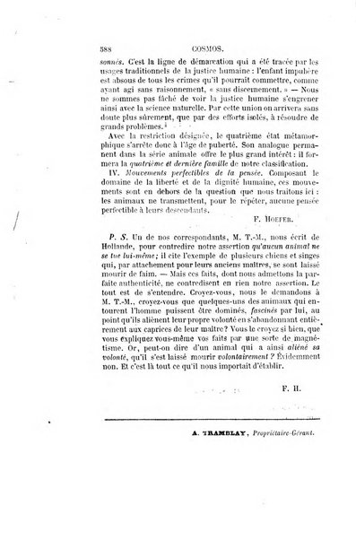 Le cosmos revue encyclopedique hebdomadaire des progres des sciences et de leurs applications aux arts et a l'industrie