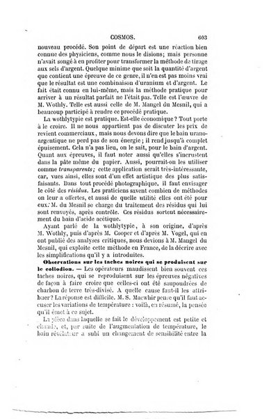 Le cosmos revue encyclopedique hebdomadaire des progres des sciences et de leurs applications aux arts et a l'industrie