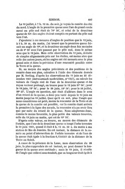 Le cosmos revue encyclopedique hebdomadaire des progres des sciences et de leurs applications aux arts et a l'industrie