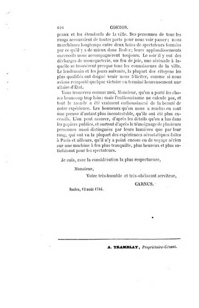 Le cosmos revue encyclopedique hebdomadaire des progres des sciences et de leurs applications aux arts et a l'industrie