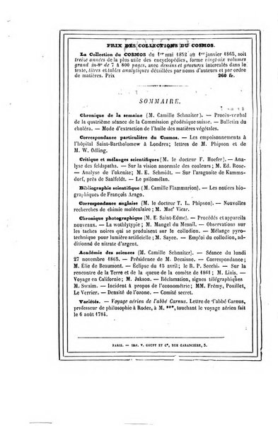 Le cosmos revue encyclopedique hebdomadaire des progres des sciences et de leurs applications aux arts et a l'industrie