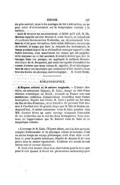 Le cosmos revue encyclopedique hebdomadaire des progres des sciences et de leurs applications aux arts et a l'industrie