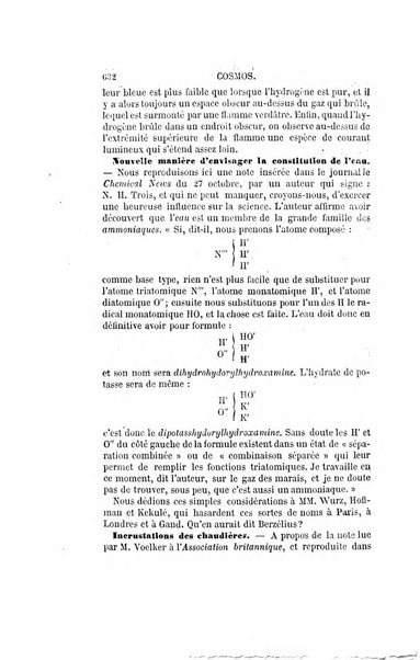 Le cosmos revue encyclopedique hebdomadaire des progres des sciences et de leurs applications aux arts et a l'industrie