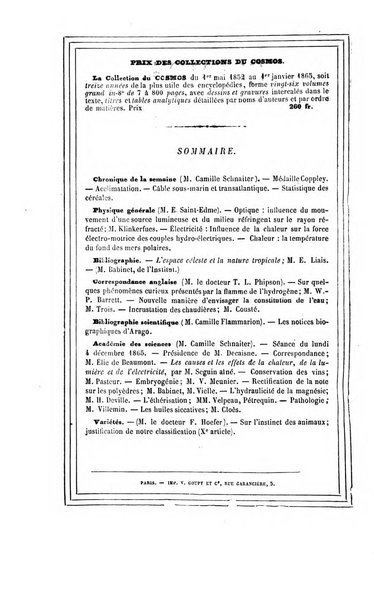 Le cosmos revue encyclopedique hebdomadaire des progres des sciences et de leurs applications aux arts et a l'industrie