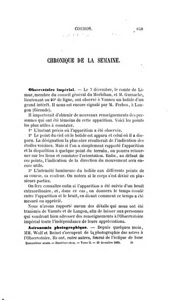 Le cosmos revue encyclopedique hebdomadaire des progres des sciences et de leurs applications aux arts et a l'industrie