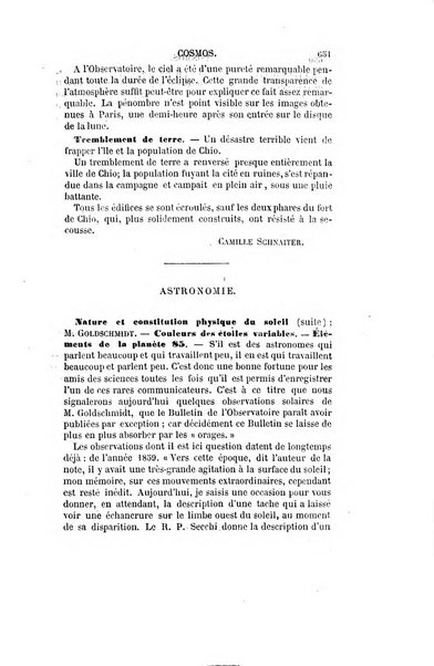 Le cosmos revue encyclopedique hebdomadaire des progres des sciences et de leurs applications aux arts et a l'industrie